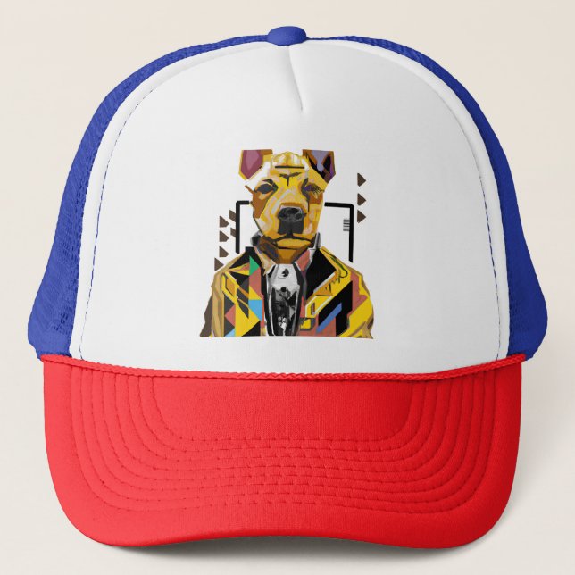 Gorra De Camionero Perro con traje: Arte digital (Anverso)