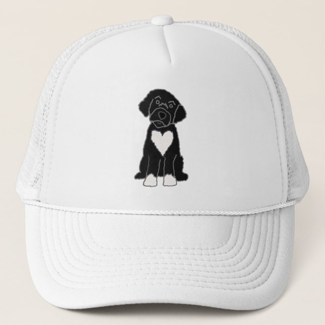 Gorra De Camionero Perro de agua negro portugués gracioso (Anverso)