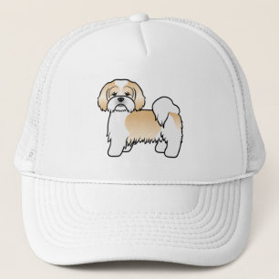Gorra De Camionero Perro De Dibujos Animados Lhasa Apso Dorado Y Blan