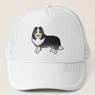 Gorra De Camionero Perro de dibujos animados Sheltie Shetland Tricolo