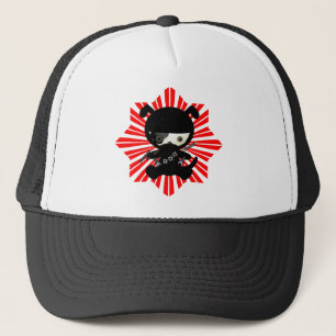 Gorra De Camionero Perro de perrito lindo de Kawaii Ninja en rojo
