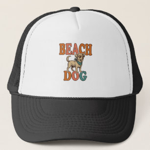 Gorra De Camionero Perro de Playa Grabado Vintage Diseño Gráfico_1