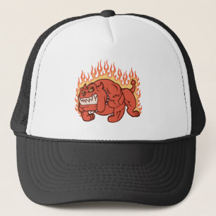 Gorra De Camionero Perro del demonio - llamas
