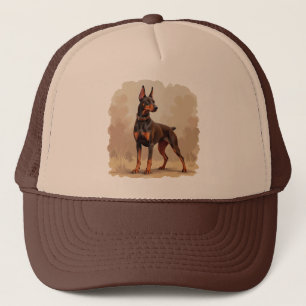 Gorra De Camionero Perro Doberman Pinscher Marrón Óxido Rojo