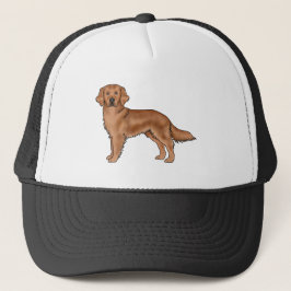 Gorra De Camionero Perro dorado de caoba rojo arte de perro de dibujo