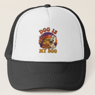 Gorra De Camionero Perro Es Boo Halloween Pug Fantasma Calabazas_1