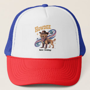 Gorra De Camionero Perro Espacial Vaquero Divertido Retriever Dorado