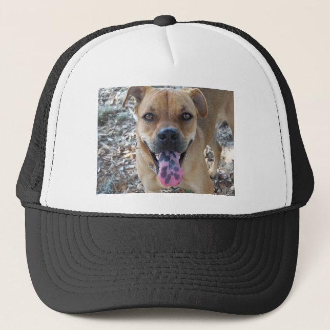 Gorra De Camionero Perro feliz con lengua manchada (Anverso)
