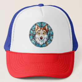 Gorra De Camionero Perro Husky Siberiano de Cristal Manchado