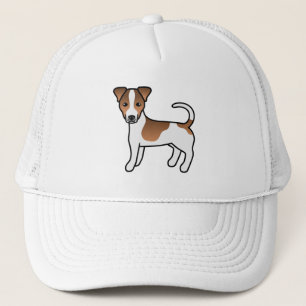 Gorra De Camionero Perro Jack Russell Terrier de pelaje liso blanco y
