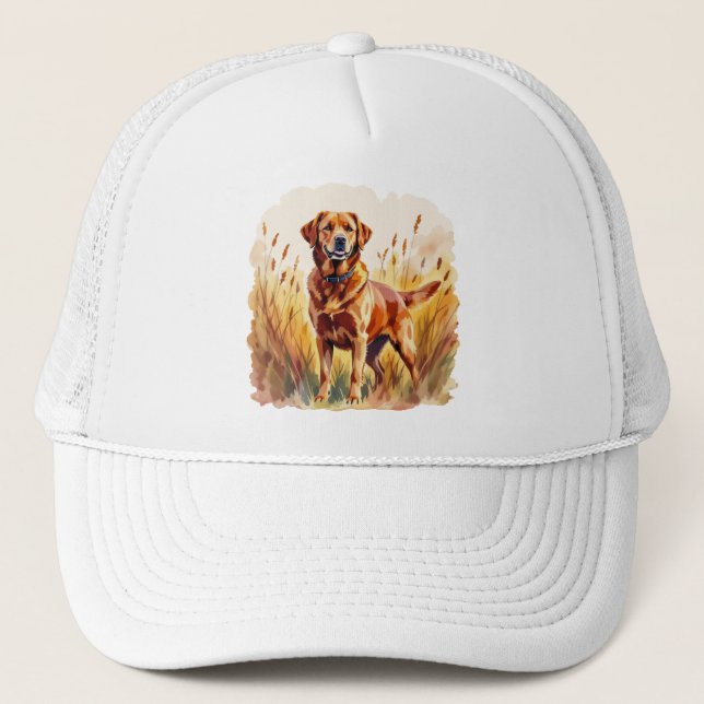 Gorra De Camionero Perro Labrador Retriever Fox Rojo (Anverso)