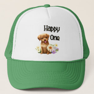 Gorra De Camionero Perro lindo con flores