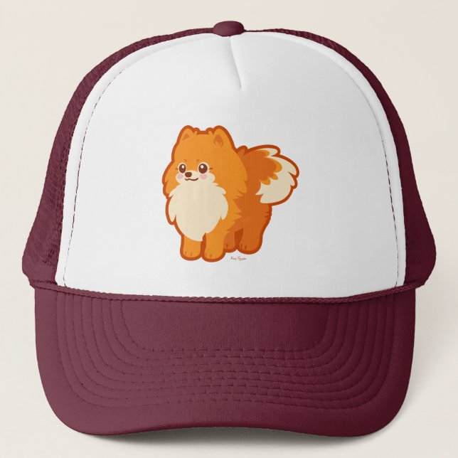 Gorra De Camionero Perro lindo Kawaii Pomeranian (Anverso)