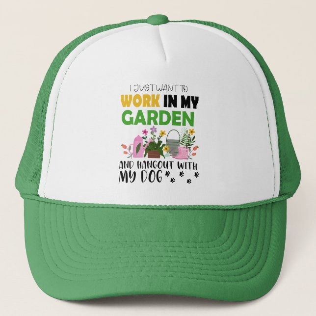 Gorra De Camionero Perro Lover Gardener Jardín Mascotas Plantas Jardi (Anverso)