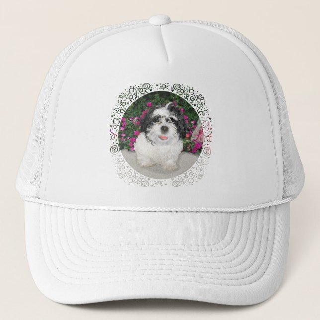 Gorra De Camionero Perro negro y blanco del rescate del perrito de (Anverso)