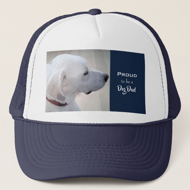 Gorra De Camionero Perro orgulloso papá lindo Labrador blanco perrito (Anverso)