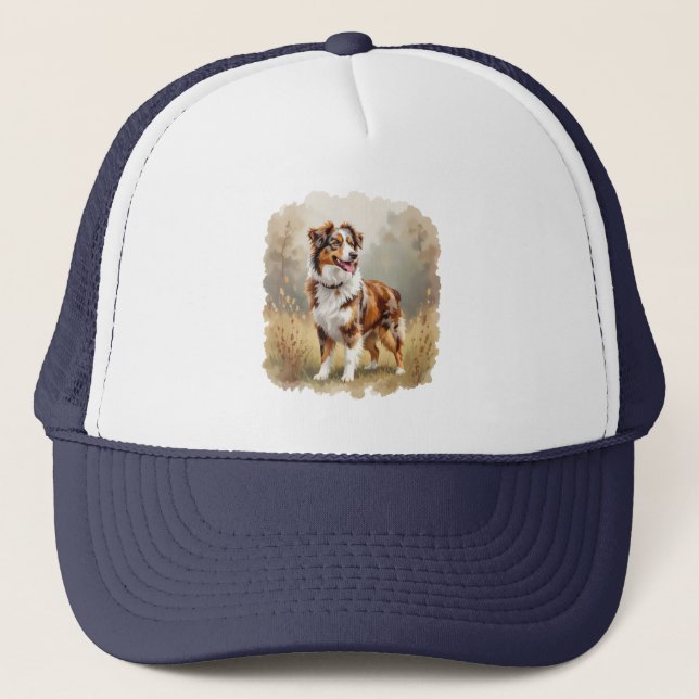 Gorra De Camionero Perro Pastor Australiano Merle Rojo Aussie (Anverso)