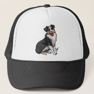 Gorra De Camionero Perro - Pastor australiano - Tri negro