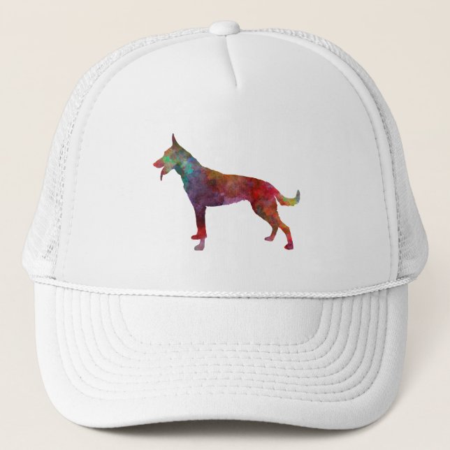 Gorra De Camionero Perro pastor holandés en acuarela (Anverso)
