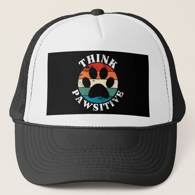 Gorra De Camionero Perro Paw Think Pawsitive (Anverso)