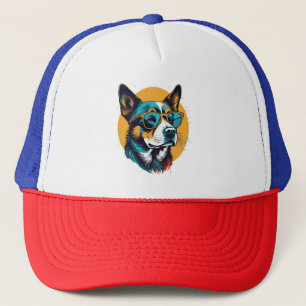 Gorra De Camionero Perro Retro con gafas de sol