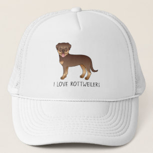 Gorra De Camionero Perro Rottweiler Rojo y Marrón - Me Encantan los R