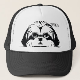 Gorra De Camionero Perro Shih Tzu Peeking. Personalizar