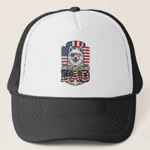 Gorra De Camionero Perro vintage patriótico de padre esquimal america