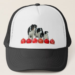 Gorra De Camionero Perros collie de frontera con adornos navideños ro
