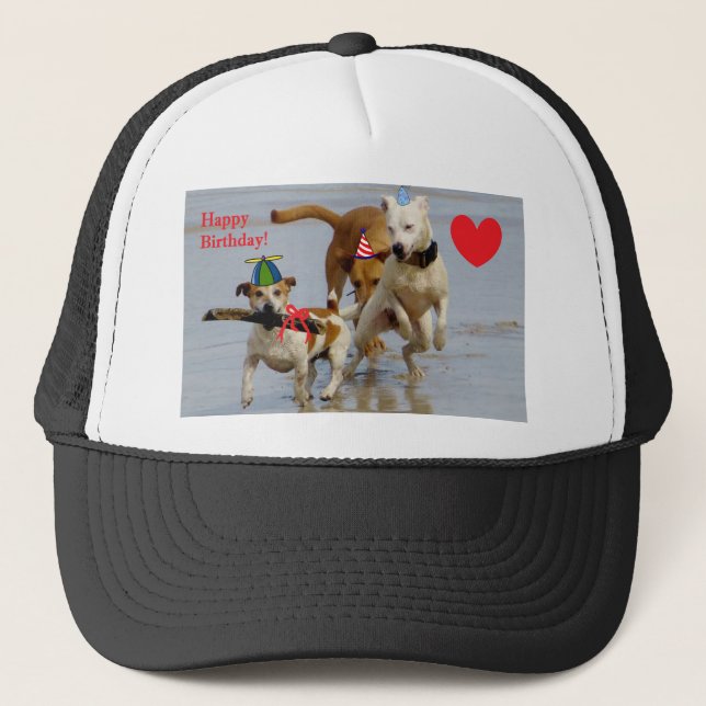 Gorra De Camionero perros de cumpleaños felices (Anverso)