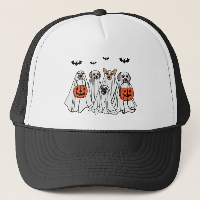 Gorra De Camionero Perros divertidos de Halloween con fantasía - С lo (Anverso)