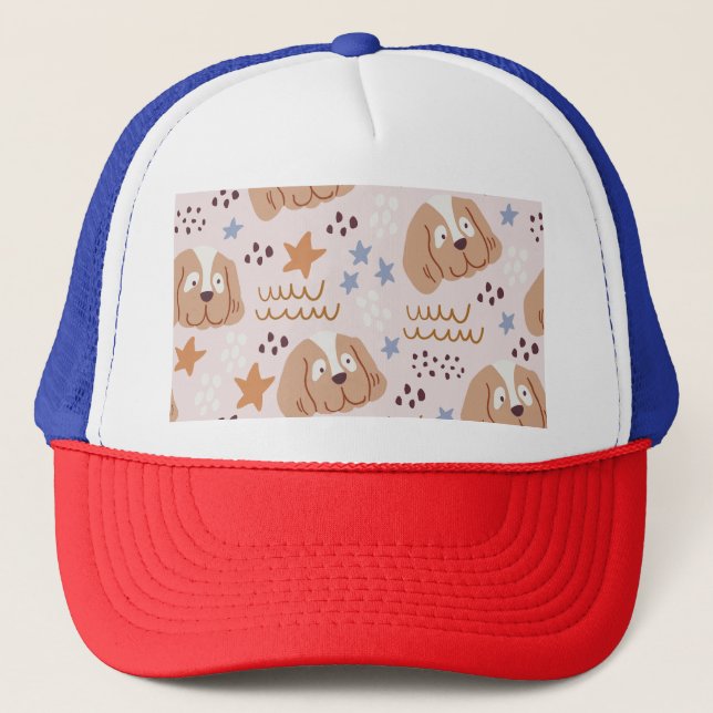 Gorra De Camionero Perros, estrellas, líneas: sin costuras (Anverso)
