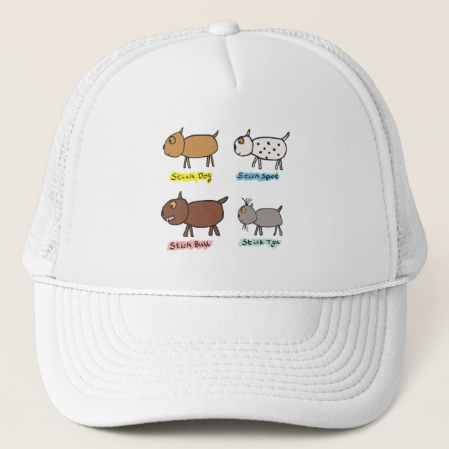Gorra De Camionero Perros graciosos con palos (Anverso)