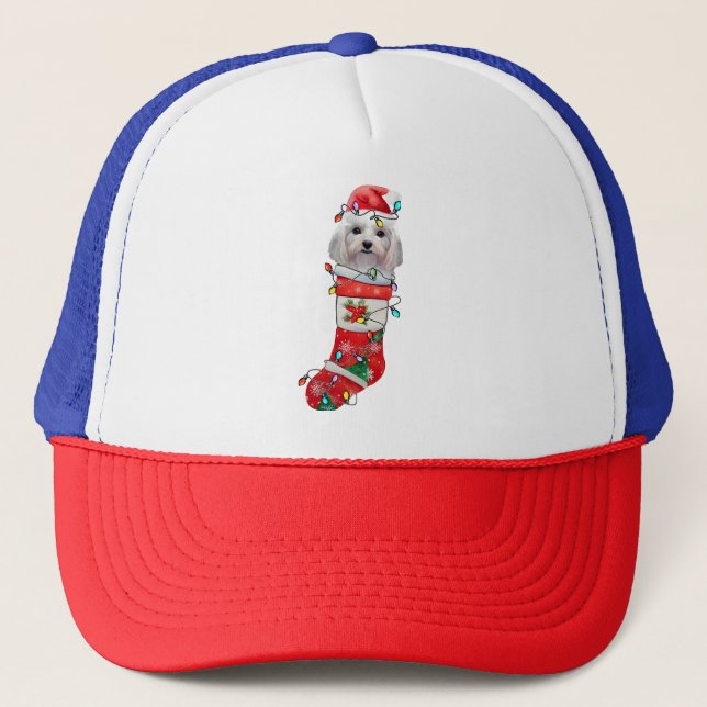 Gorra De Camionero Perros malteses adorables, Navidades malteses navi (Anverso)