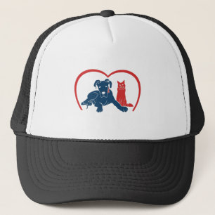 Gorra De Camionero Perros y gatos de amor