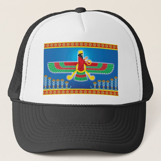 Gorra De Camionero Persa Faravahar del Zoroastrian (Anverso)