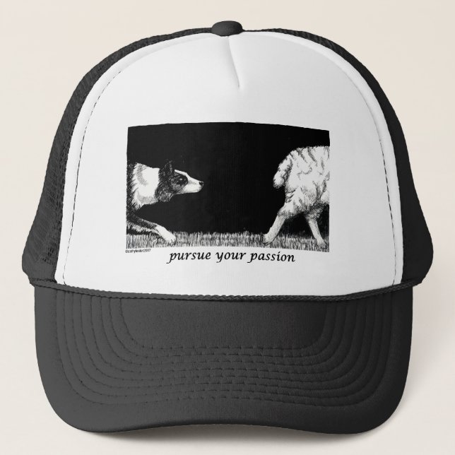 Gorra De Camionero Persiga a su border collie de la pasión (Anverso)