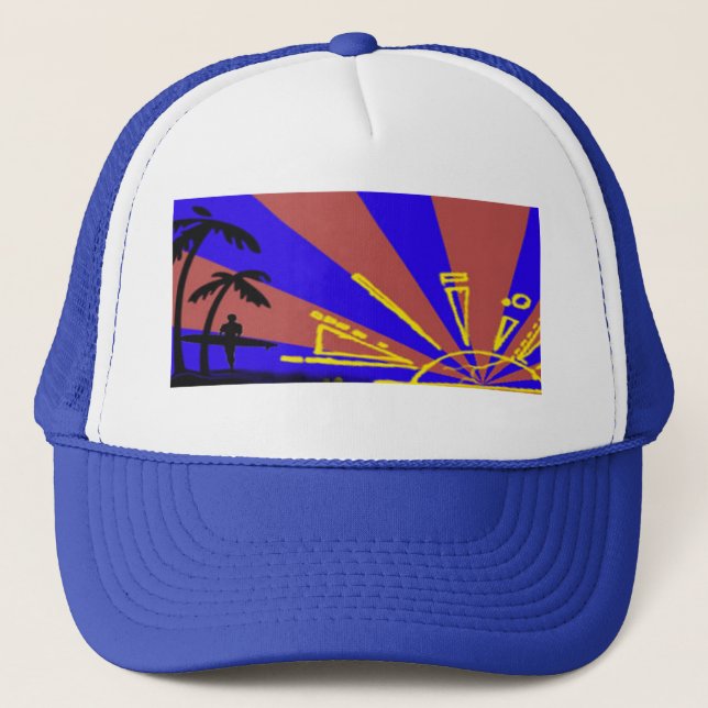 Gorra De Camionero Persona que practica surf en el ocaso (Anverso)