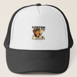 Gorra De Camionero Personaje de la Copa de Café Cute Retro - Cafeterí