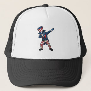 Gorra De Camionero Personaje Patriótico Dabbing Diseño Vector Vintage