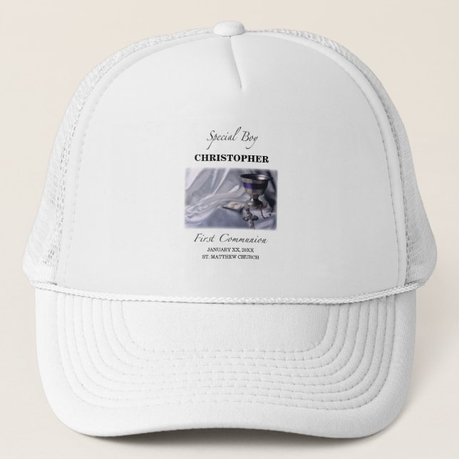 Gorra De Camionero Personalice, niño, primera comunión azul (Anverso)