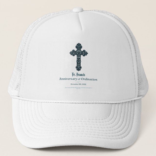 Gorra De Camionero Personalice, sacerdote del aniversario de la (Anverso)