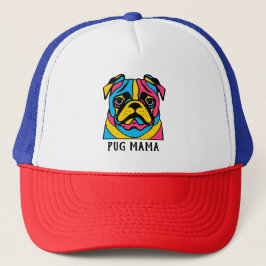 Gorra De Camionero personalizable 3 tonalidad de pug mama