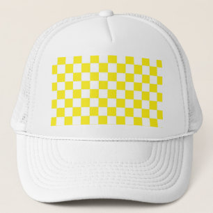 Gorra De Camionero Personalizable amarillo y blanco a cuadros