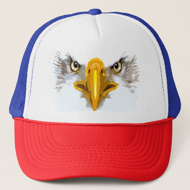 Gorra De Camionero Personalizable Azul Rojo Águila Blanca Cabeza Pop  (Anverso)
