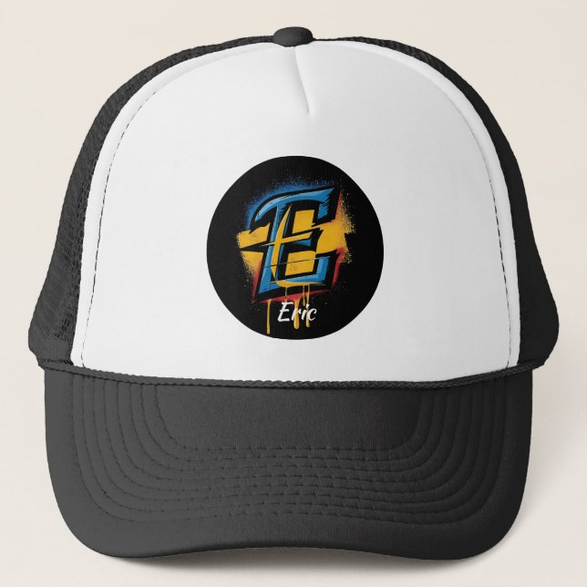 Gorra De Camionero Personalizable Letra negrita del graffiti 'E' inic (Anverso)