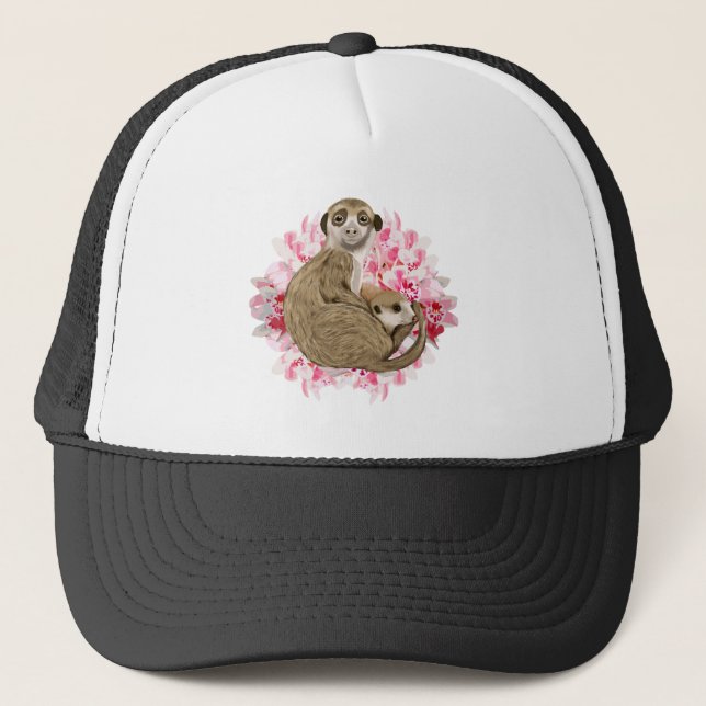 Gorra De Camionero Personalizable Meerkat Momma and Baby (Anverso)
