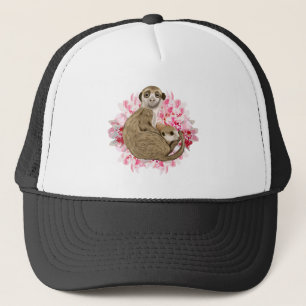 Gorra De Camionero Personalizable Meerkat Momma y bebé