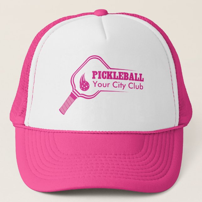Gorra De Camionero Personalizable Pickleball Club Pink (Anverso)