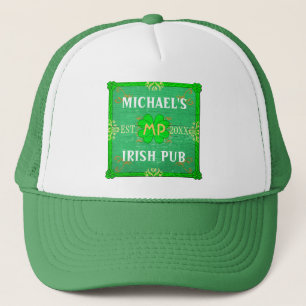 Gorra De Camionero Personalizable Tu Nombre Irlandés Pub Green